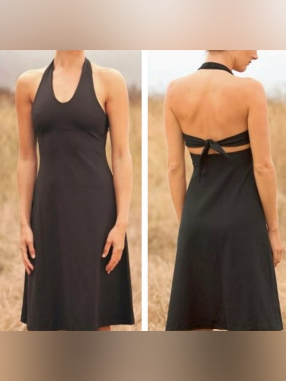Patagonia Spandex A-line Black Halter Dress (Small)